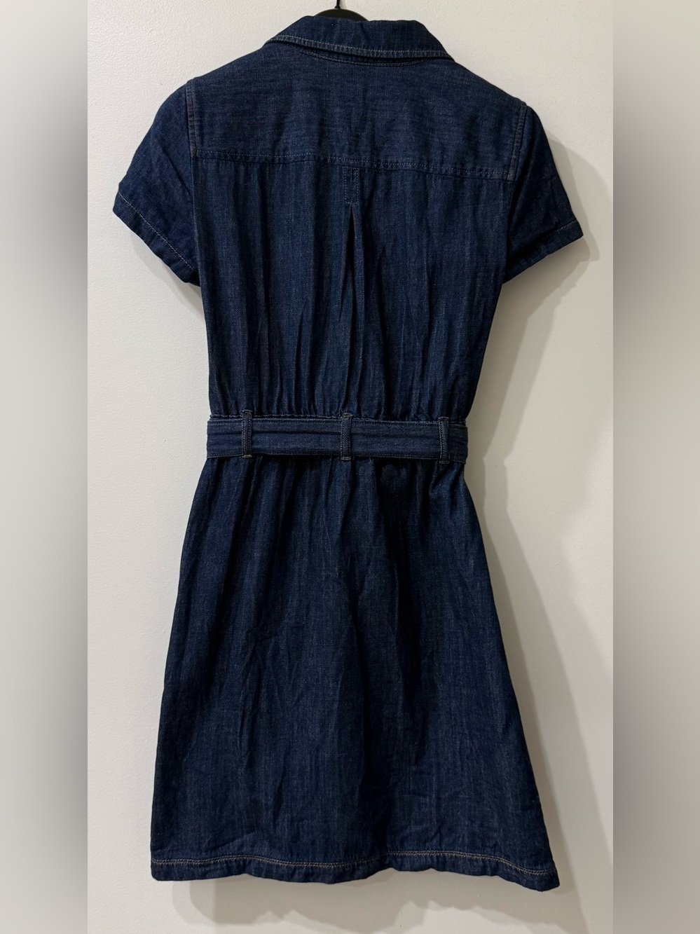 J.Crew | Dark Wash Denim Shirt Dress | Tie Waist | Button Front | Size 0 - Picture 6 of 7